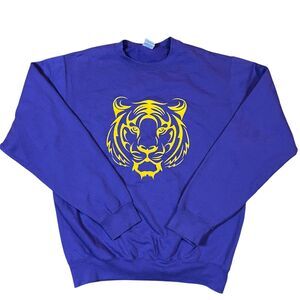 Louisiana State Tigers Sweater Medium Purple LSU Pullover Crewneck Tiger Graphic